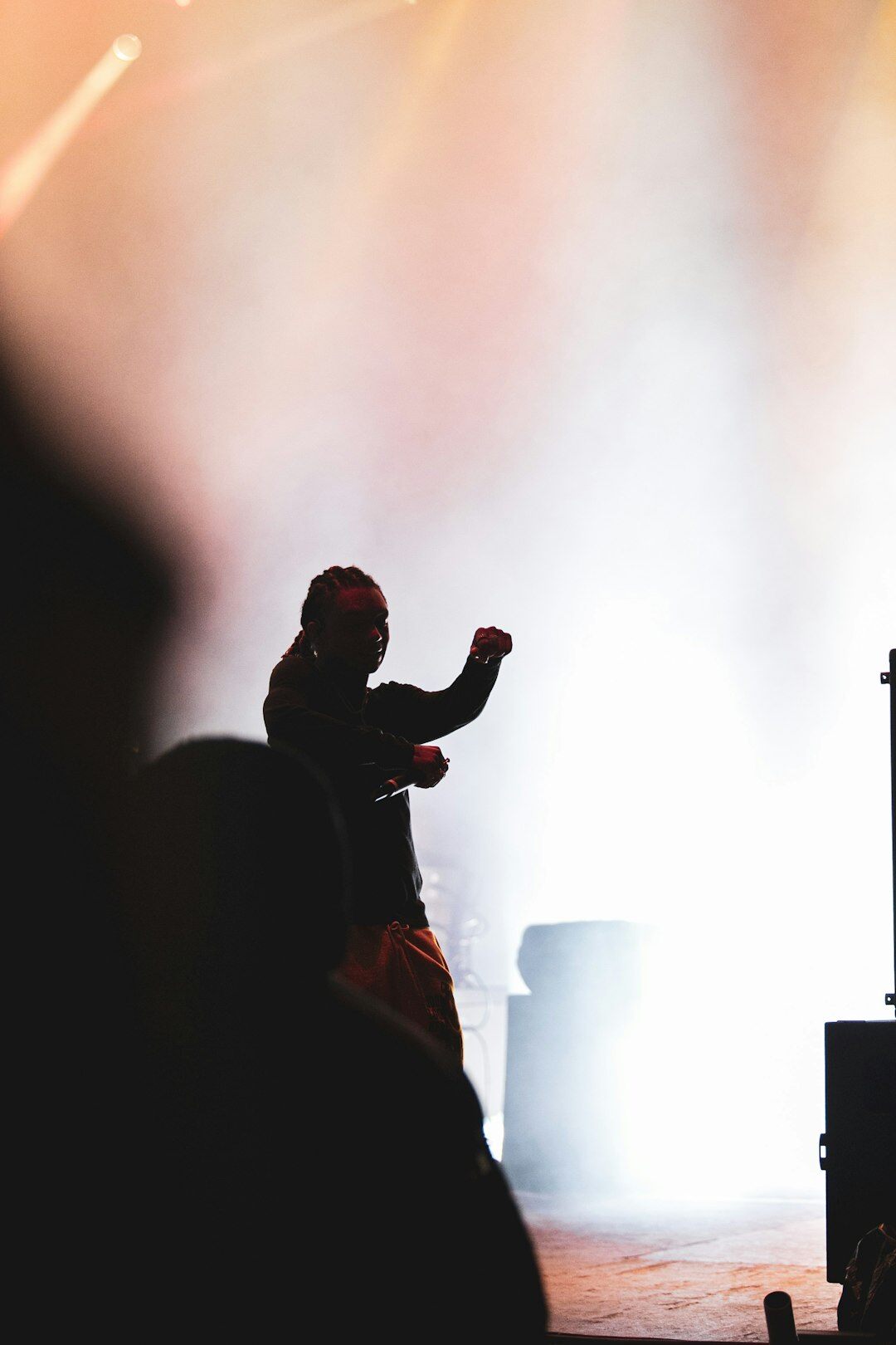 musician celebrating success on stage